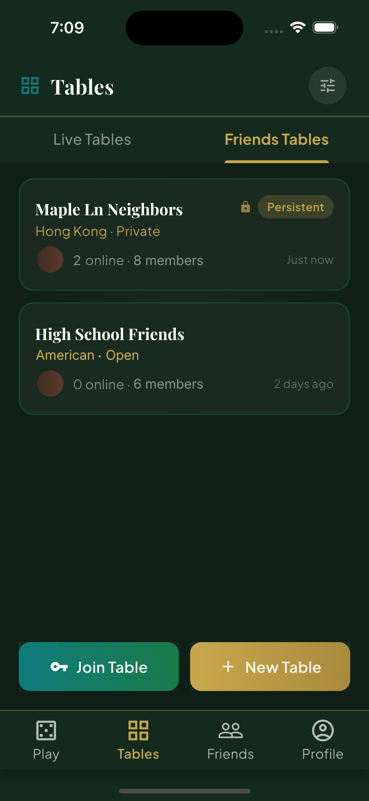 In-game mahjong table